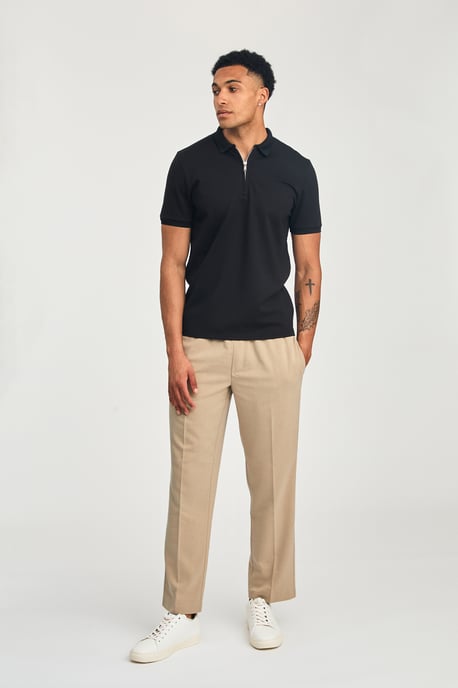 Black Short Sleeve Zip Neck Polo Shirt - Image 4