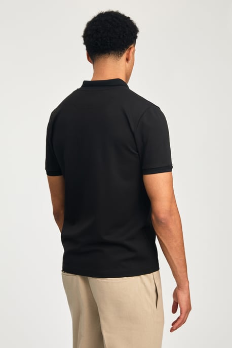 Black Short Sleeve Zip Neck Polo Shirt - Image 5