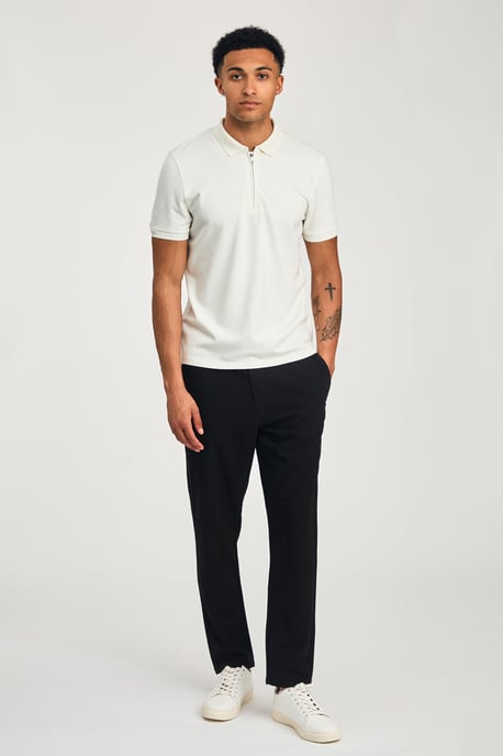 White Short Sleeve Zip Neck Polo Shirt - Image 4