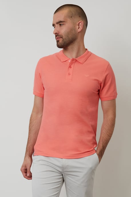 Coral Cotton Pique Short Sleeve Polo Shirt - Image 1