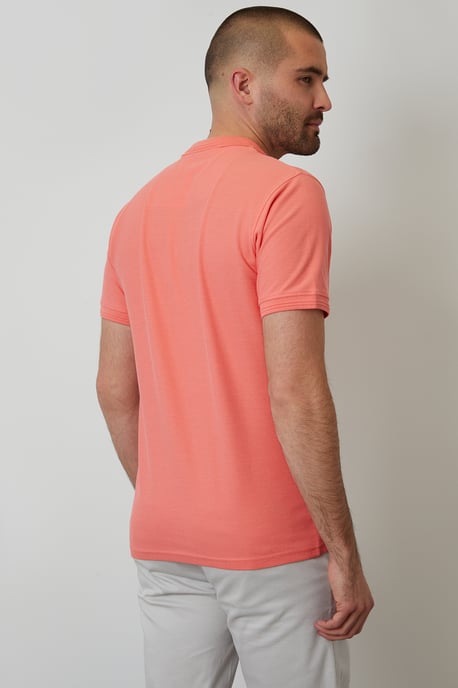Coral Cotton Pique Short Sleeve Polo Shirt - Image 2