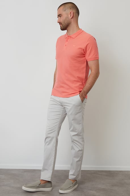 Coral Cotton Pique Short Sleeve Polo Shirt - Image 3