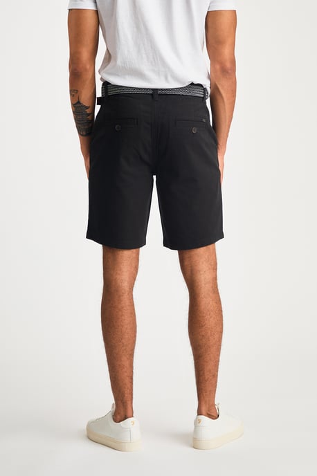 Black Cotton Twill Short With Belt - Image 2
