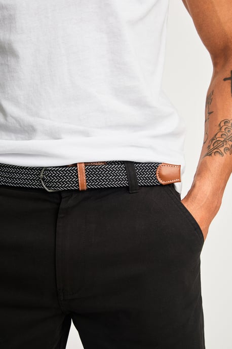 Black Cotton Twill Short With Belt - Image 3
