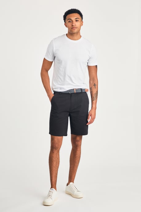 Black Cotton Twill Short With Belt - Image 4