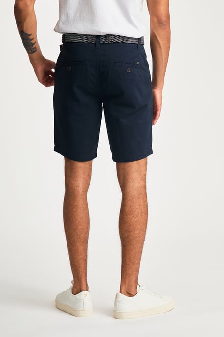 Navy Cotton Twill Short With Belt - Image 2