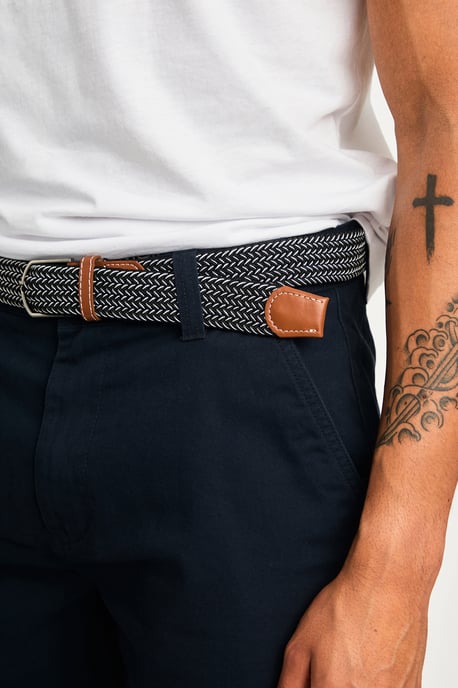 Navy Cotton Twill Short With Belt - Image 3