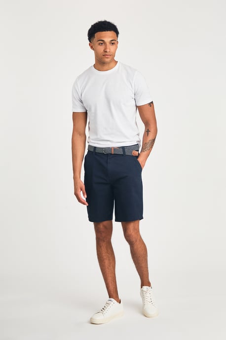 Navy Cotton Twill Short With Belt - Image 4