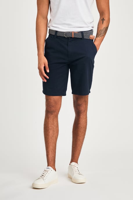 Navy Cotton Twill Short With Belt - Image 5