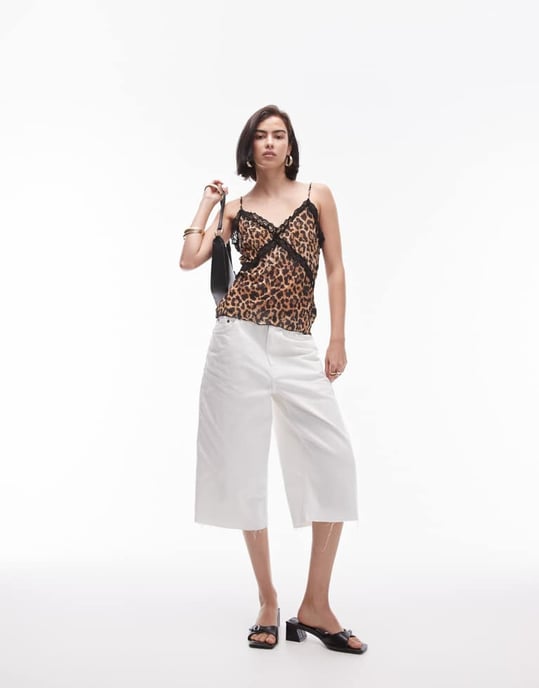 Topshop leopard lace cami in brown - Image 2