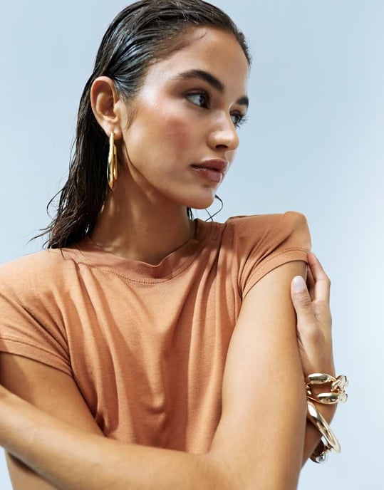 ASOS DESIGN slinky ruched side top in ginger-Orange - Image 3