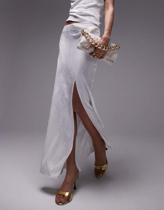 Topshop co-ord jacquard twist maxi skirt in ivory-White - Image 4