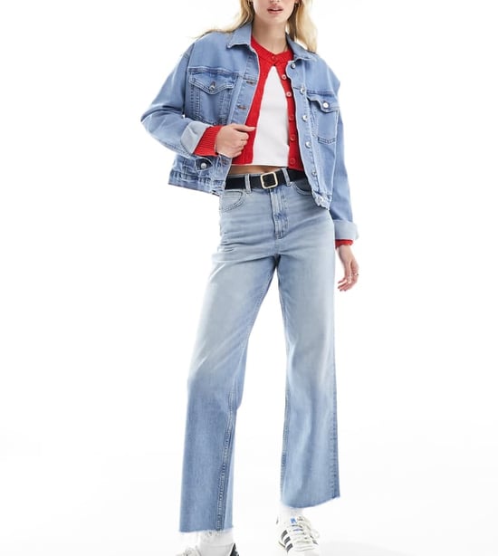 ASOS DESIGN Tall cropped comfort stretch straight leg jean in tinted blue - Image 1