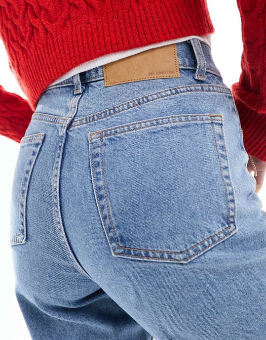 ASOS DESIGN Tall cropped comfort stretch straight leg jean in tinted blue - Image 3