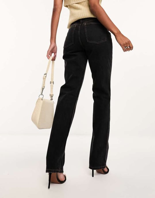 ASOS DESIGN Hourglass mid rise straight jeans in black - Image 2