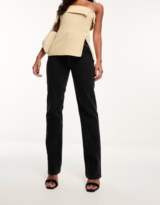 ASOS DESIGN Hourglass mid rise straight jeans in black - Image 4