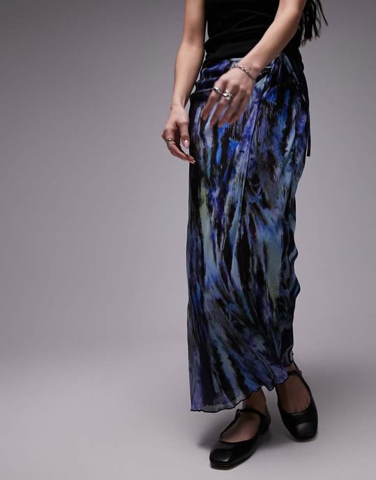 topshop butterfly print wrap midi in multi - Image 2