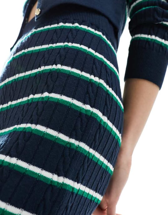 ASOS DESIGN knitted mini skirt in navy stripe co-ord - Image 4
