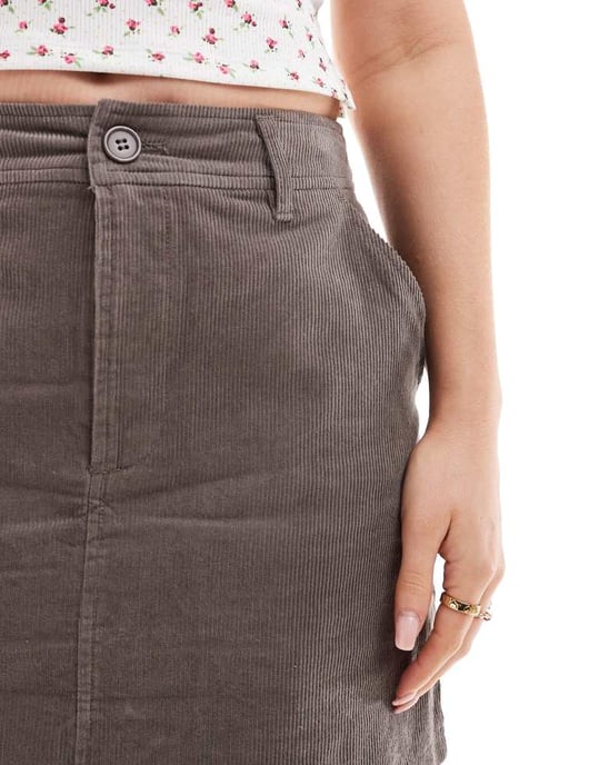 ASOS DESIGN Hourglass cord pocket a-line mini skirt in taupe-Brown - Image 3