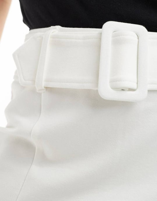 ASOS DESIGN ponte pelmet mini skirt with belt in white - Image 4