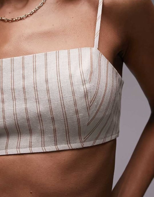 Topshop stripe linen bralet in ecru-White - Image 3