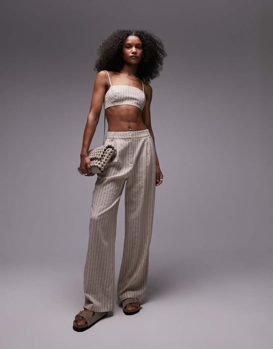 Topshop stripe linen bralet in ecru-White - Image 4