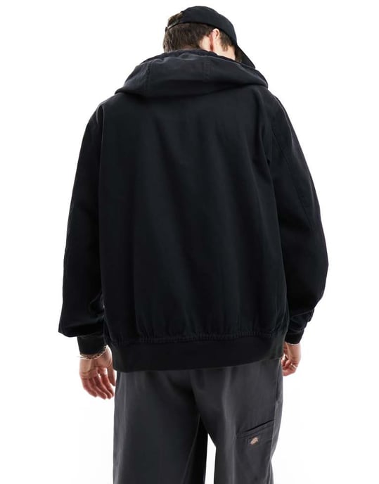 Dickies duck canvas unlined hooded jacket in washed black - Image 3