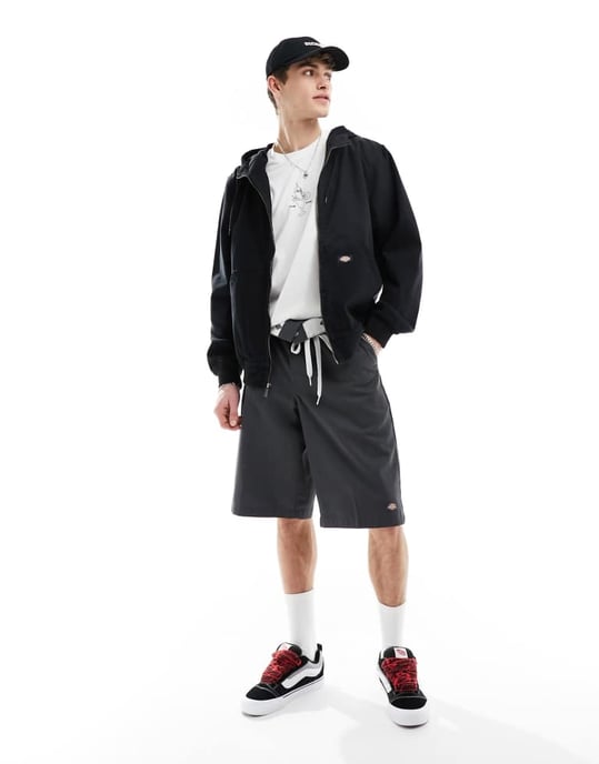 Dickies duck canvas unlined hooded jacket in washed black - Image 4