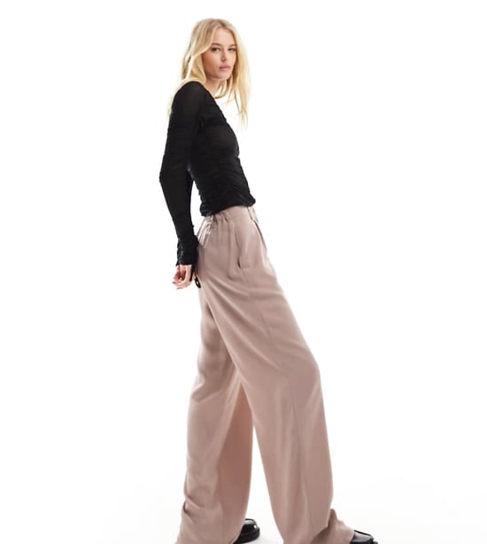 ASOS DESIGN Tall relaxed straight leg trousers in washed mink-Pink - Image 1