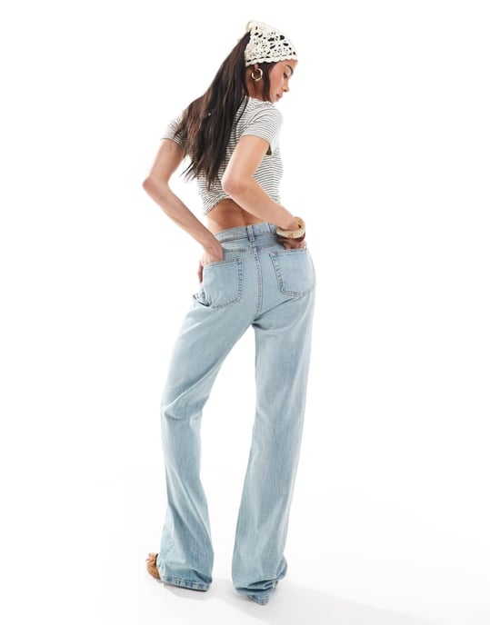 ASOS DESIGN mid rise flare jeans in light blue - Image 2