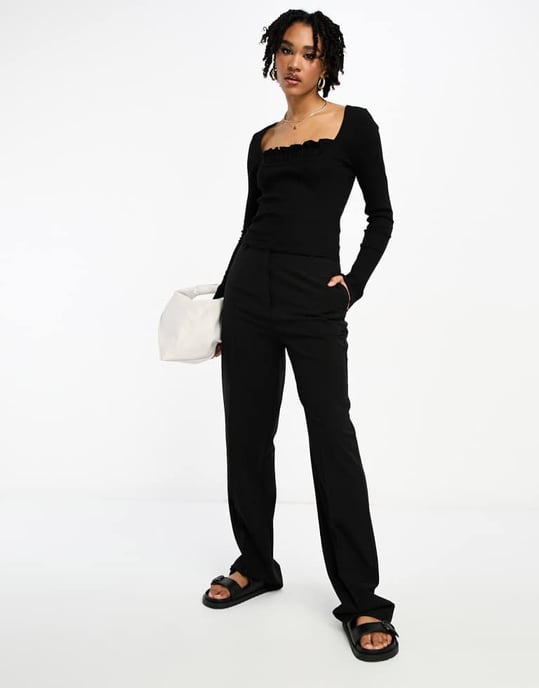 ASOS DESIGN Tall long sleeve top with gathered bust in black - Image 4