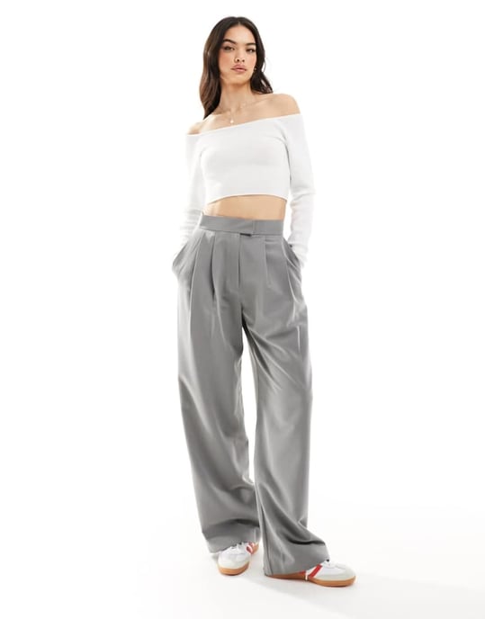 ASOS DESIGN knitted off shoulder bardot top in white - Image 2