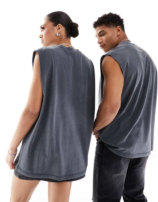 ASOS DESIGN unisex oversized license vest in washed black with Guns N Roses graphic prints - Image 3