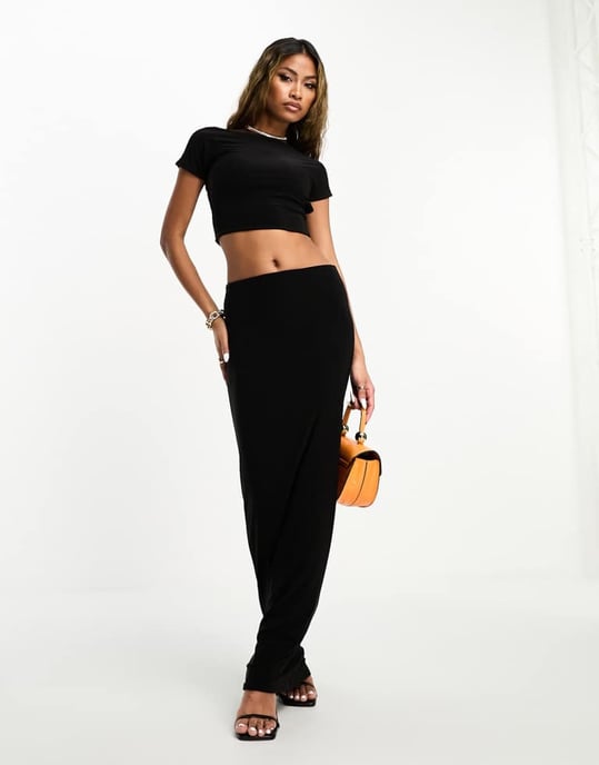 Kaiia slinky low back top co-ord in black - Image 3