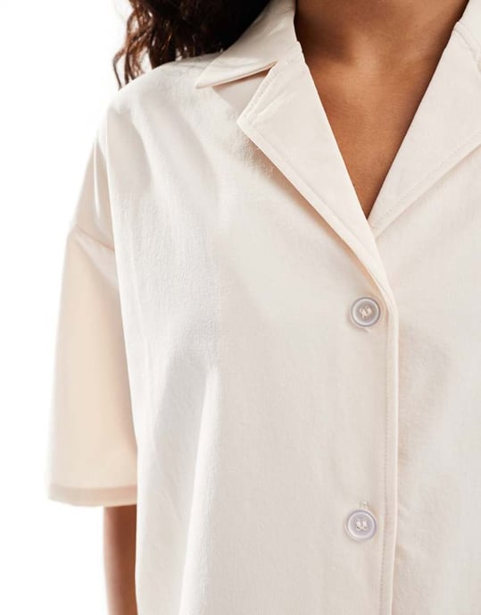 Noisy May bowling shirt in cream-White - Image 3