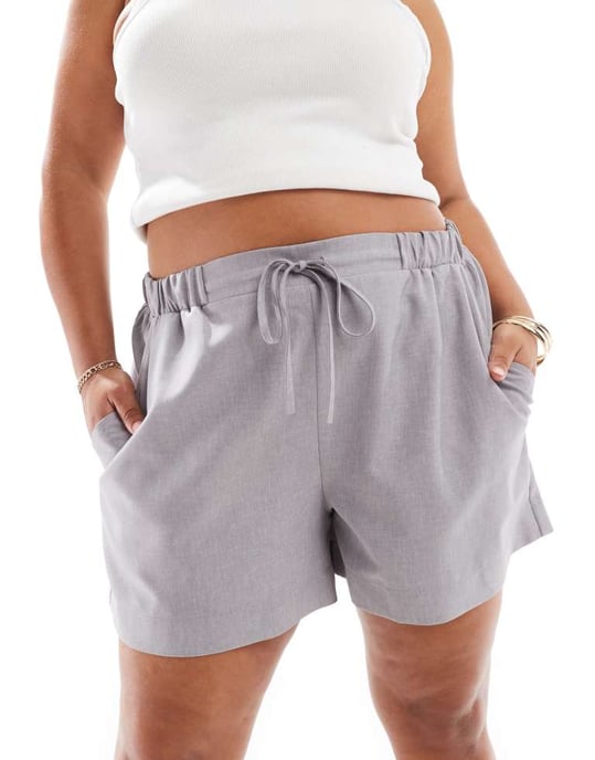 ASOS DESIGN Curve tailored pull on short in grey-Multi - Image 3