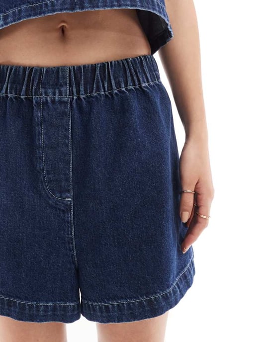 ASOS DESIGN denim boxer short co-ord in indigo-Blue - Image 3
