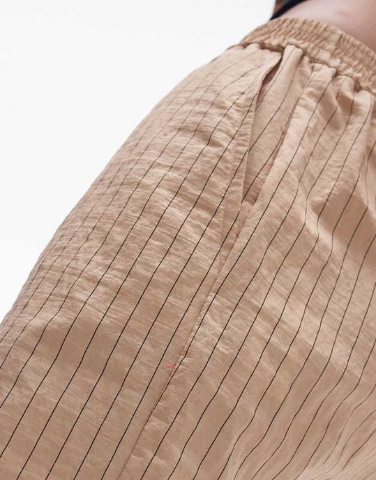 Topshop co-ord technical pinstripe short in sand-Neutral - Image 3