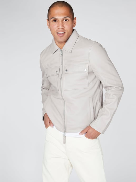 Real Leather Double Pocket Overshirt Jacket - Image 1