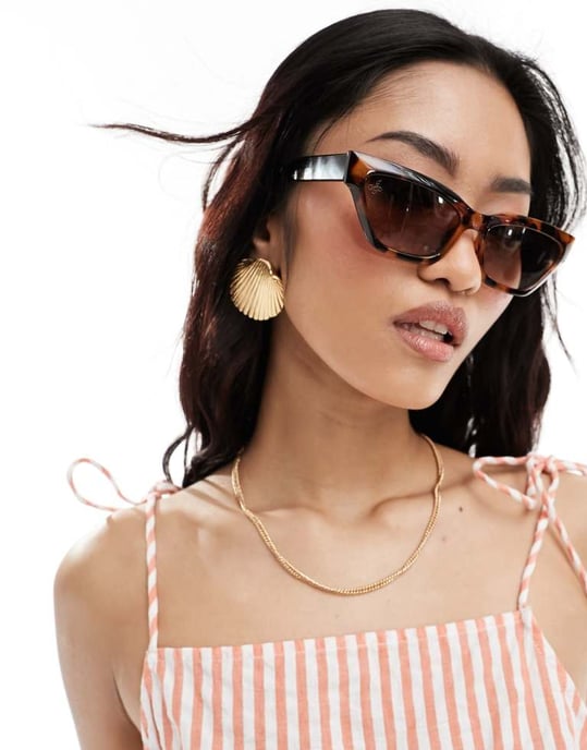 ASOS DESIGN crop top with tie detail in orange stripe co-ord - Image 2