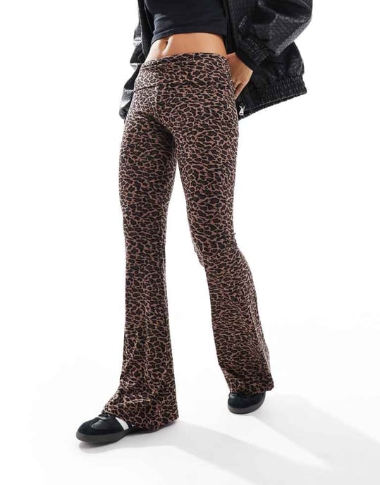 ASOS DESIGN fold over trousers in leopard print - Image 2