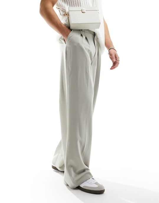COLLUSION relaxed tailored trouser in stone-Neutral - Image 3