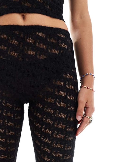 Labelrail x Daisy Birchall bow lace peddle pusher leggings in black - Image 3
