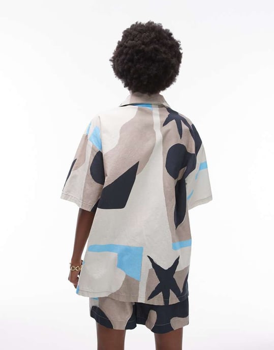 Topshop co-ord abstract printed short sleeve shirt in multi - Image 4
