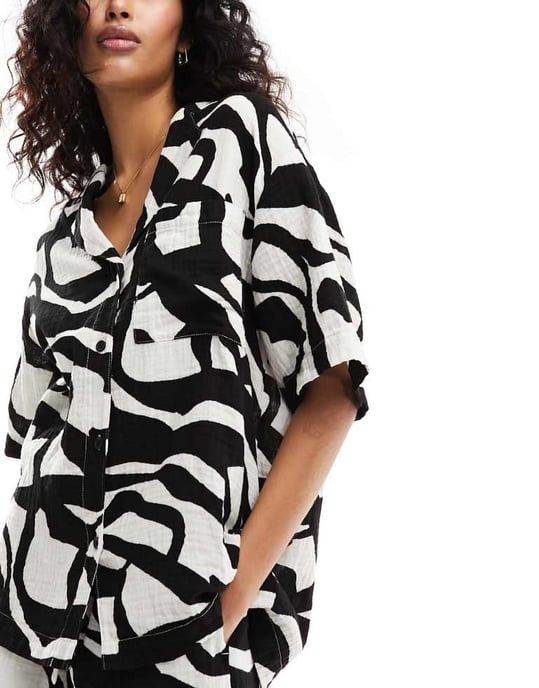 ASOS DESIGN cheesecloth shirt in print-Multi - Image 3