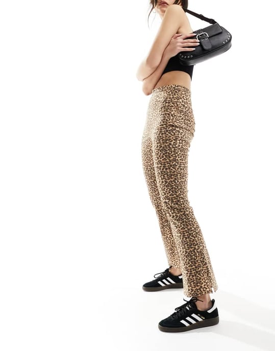 ASOS DESIGN kick flare trouser in leopard print-Multi - Image 4