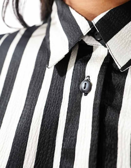 ONLY Petite oversized shirt co-ord in black and white stripe-Multi - Image 4