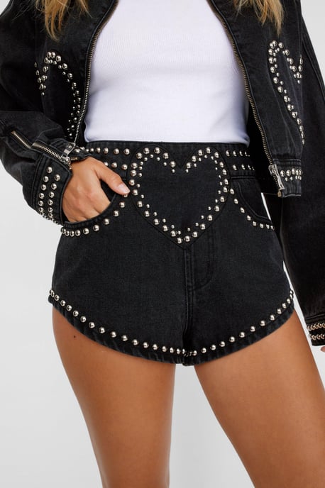 Heart Studded Hotpant Short - Image 1