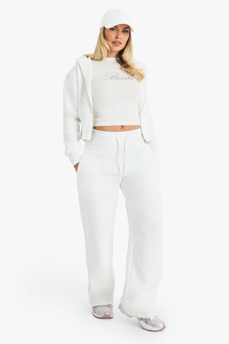 Bridal 'Bride' Diamante Slogan Cropped Hoodie - Image 3