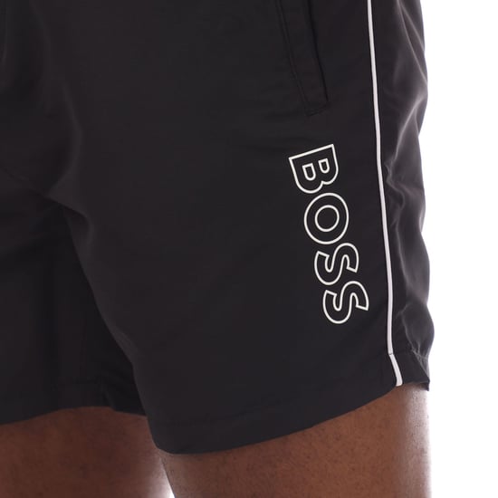 Men's Hugo Boss Stormfish Swim Shorts in Black - Image 3